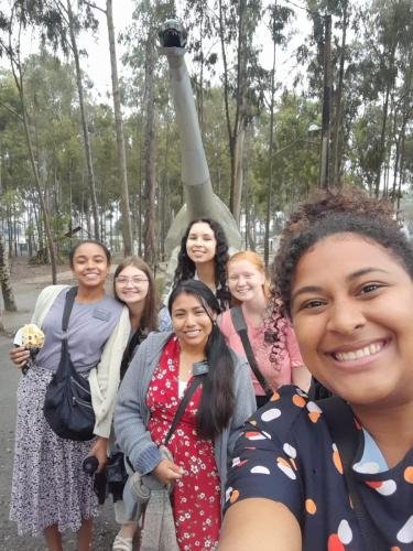 Alyssa and sister Perri with a big group of missionaries