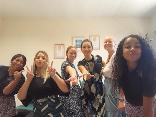 Alyssa with the sisters from her district