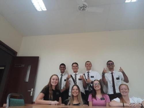 Alyssa, with Sisters Fuller, Brewer, and Leopoldes with the elders