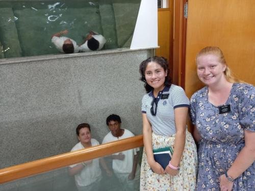 Alyssa and Sister Zurita at the baptism of Matheus