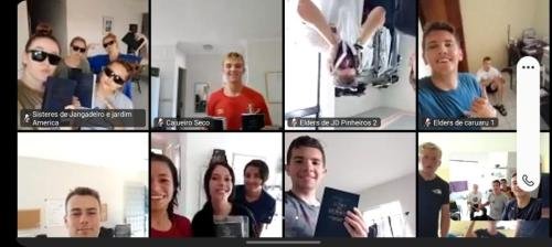 Alyssa and Sister Tadje on a zone meeting call