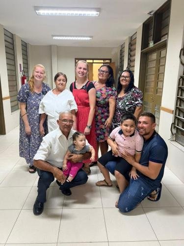 Alyssa and Sister Tadje with Angelita and ward members at Angelita's baptism