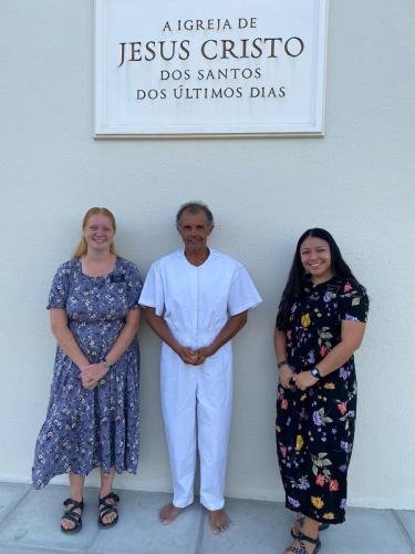 Alyssa and Sister Villatoro with Nilton before his baptism