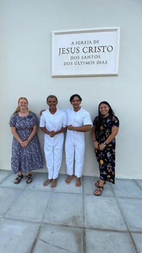 Alyssa and Sister Villatoro with Nilton before his baptism