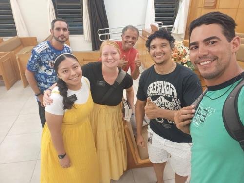 Alyssa and Sister Villatoro with members of the English class