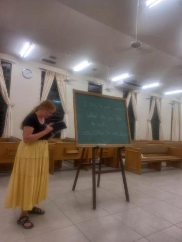 Alyssa teaches the English class in her mission