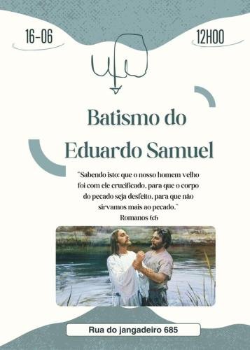 The invitation for Eduardo Smauel's baptism