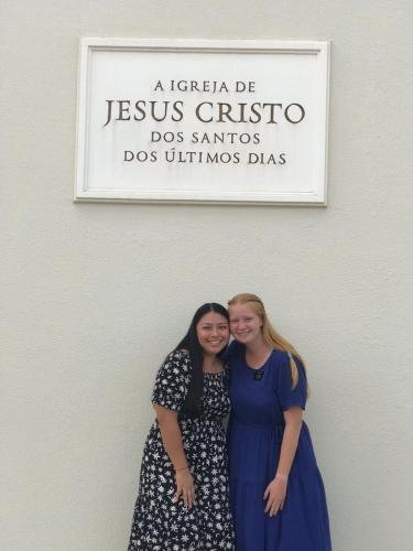 Alyssa and Sister Villatoro outside the church house