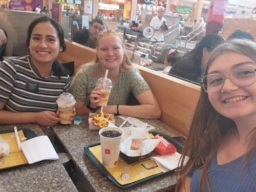 Alyssa with Sister Quispe and Santiago at McDonalds