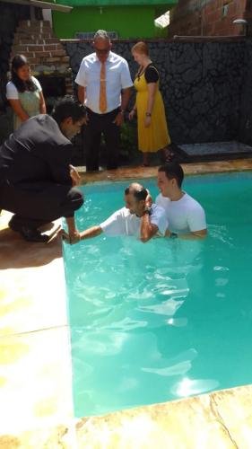Paulo in the swimming pool after his baptism