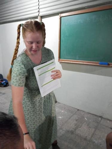 Alyssa teaching English class