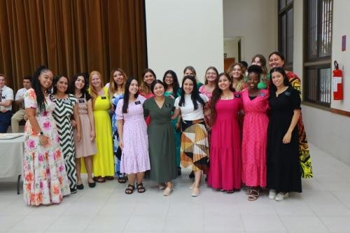 The sister missionaries during zone conference