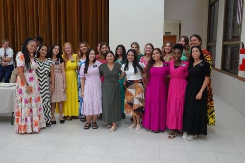 The sister missionaries during zone conference