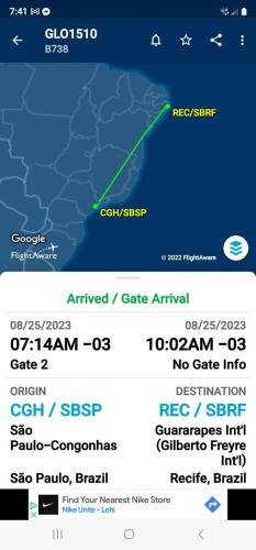 Alyssa's flight from Sau Paulo to Recife