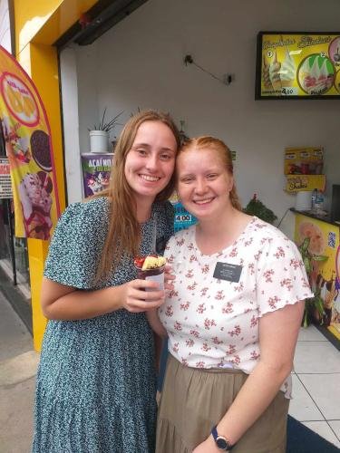 Alyssa and Sister Fuller outside of the ice cream shop