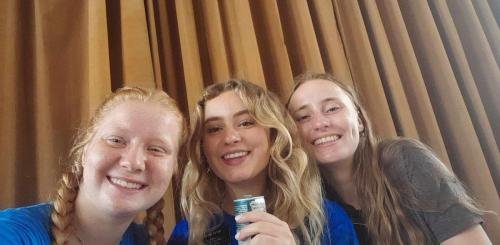 The three American Sisters take a selfie during the Christmas party