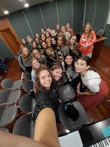 Alyssa and Sister Fuller with all the Sister Missionaries