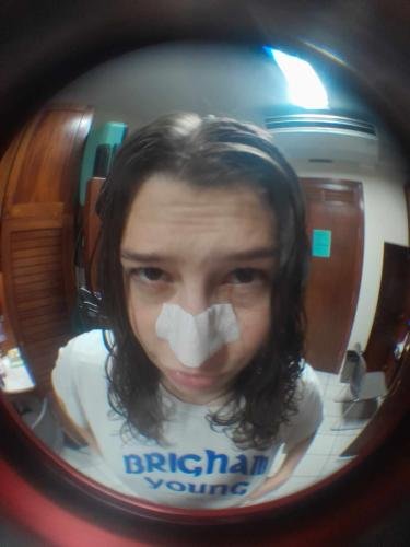 One of Alyssa's roomates with a facemask on