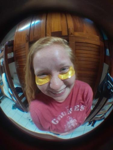 Alyssa with her face mask on in the MTC