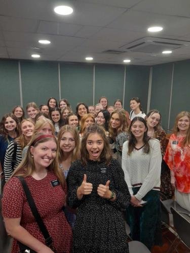 Alyssa and Sister Fuller with all the Sister Missionaries